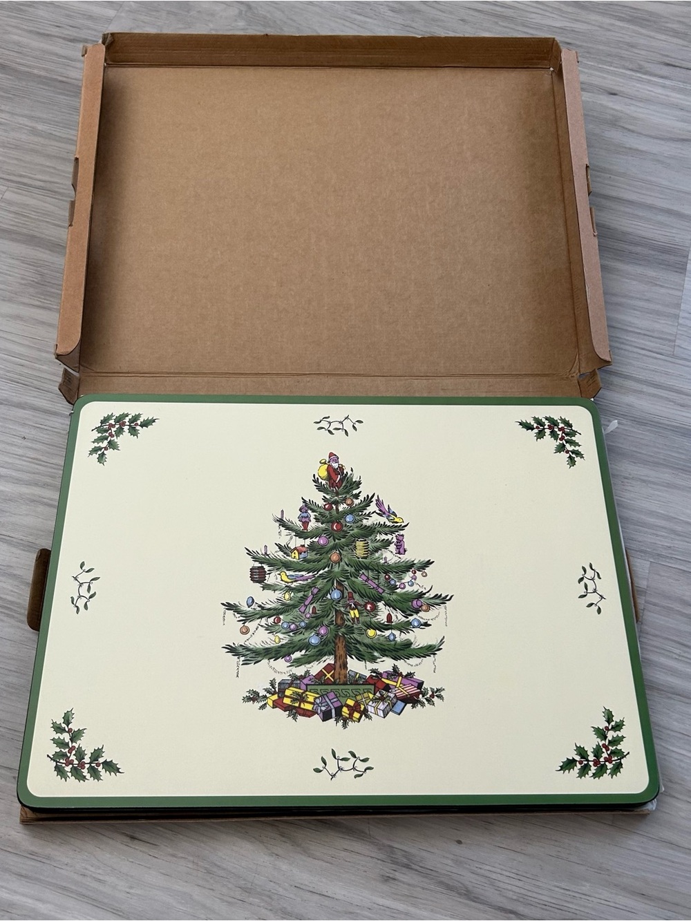 Pimpernel Spode Christmas Tree cork-back placemats, set of 4.